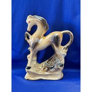 Vintage Porcelain Lusterware Horse Made in Brazil 1950's